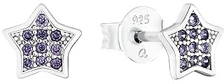 Amor Ohrstecker 925 Sterling Silber Mädchen Kinder Ohrschmuck, mit Zirkonia synth., 0,6 cm, Silber, Stern, Kommt in Schmuck Geschenk Box, 2036529