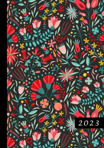 2023: Terminkalender mit Uhrzeiten 5 bis 23h Tag | 1 Tag auf 1 Seite mit Zeiteinteilung | A5 Tagesplaner mit Zeit | Kalenderbuch Planer Organizer ... Jahresplaner | Soft-Cover Floral Muster