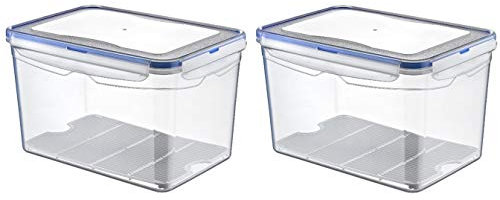 Air Tight Container Clear Plastic Kitchen Food Storage Box Tub (2, 9 Litre)