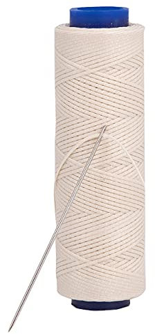 Shelver Waxed Thread, Strong Thread for Leather, Upholstery, Shoe, Bag, incl. Needle (Colour: Aspen Cream)