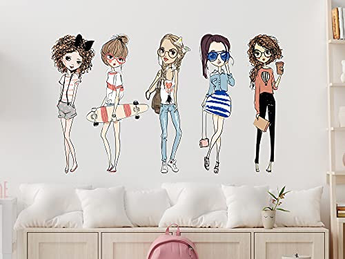 GRAZDesign Wandtattoo Teenie Mädchen, Girlies Friends Kinderzimmer, Coole Aufkleber Wandsticker Jugendzimmer, Jugendliche Teenager Wandaufkleber Türaufkleber - 100x57cm / Girlies Mädchen Friends