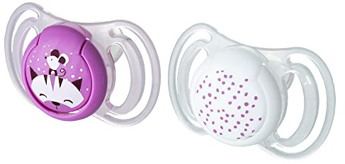 Neobaby Light Schnuller mit anatomischem Deckel aus Silikon Mini 0 Monate + 2 Stück, Rosa