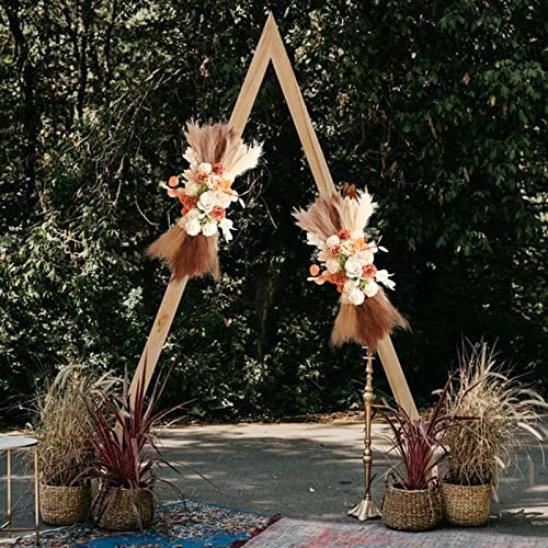 BELUAPI 80 cm Floral Swag, Wedding Arch Flowers Artificial Silk Rose Peony Arbor Floral Arrangement with Pampas Gras Base, Large Flower Swag for Boho Styles Wedding Ceremony Floral Decor (Set of 2)