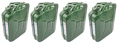 4 bidones de gasolina de 20 l de metal, color verde, bidón de reserva BW