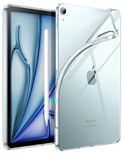 JETech Hülle für iPad Air 11 Zoll M3/M2 (2025/2024), iPad Air 5/4 (Modell 2022/2020), Weicher TPU Transparente Tablet Schutzhülle, Unterstützung Pencil Pro/Pencil 2 Aufladung (Durchsichtig)