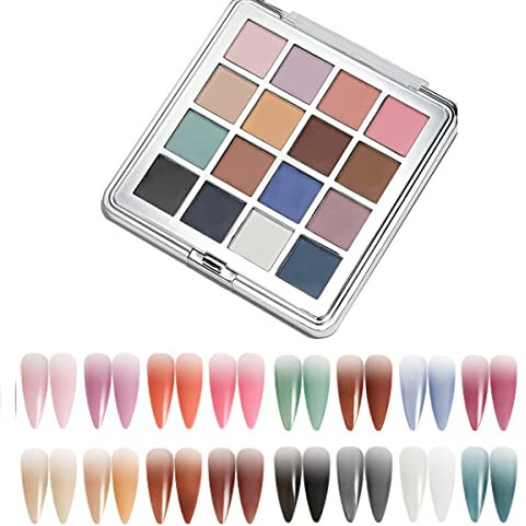 Nail Gradient Powder, 16 Color Solid Magic Mirror Chrome Nail Powder Nail Glitter Dust Nail Pigment Powder for Gel Polish Nail Art Decoration (Mix-A)