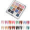 Nail Gradient Powder, 16 Color Solid Magic Mirror Chrome Nail Powder Nail Glitter Dust Nail Pigment Powder for Gel Polish Nail Art Decoration (Mix-A)