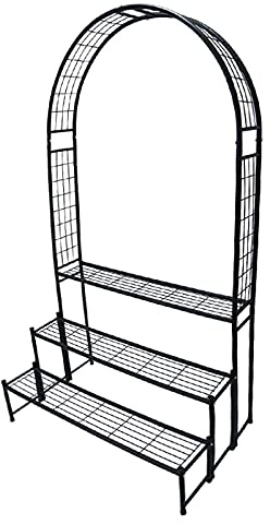 3 Tier Pflanze Stehen, Metall Garten Bogen, Blumentopf-Halter-Anzeigen-Regal, Für Rosen Pflanzen Unterstützung Torbogen, Schwarz Climbing