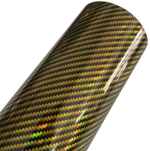 Covering Carbone Film d'emballage en Vinyle métallisé Or Mat Miroir holographique Chrome Or Voiture Emballage Feuille Rouleau Auto-adhésif Autocollant Autocollant Covering Voiture (Color : Holographi