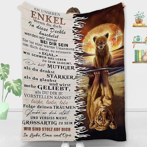 ACCZ Personalisierte Decke für Enkel von Oma und Opa, Kuscheldecke Flauschige Geschenke, Geburtstagsgeschenk, Junge Geburtstags Abschluss-Geschenke