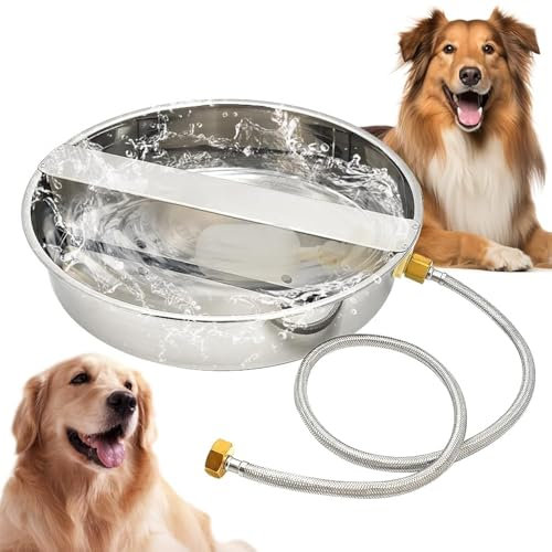 PKNYBZH Automatic Water Dispenser for Large Dogs, 1.5 Gal Outdoor Dog Water Bowl and Stainless Steel Self Filling Dog Water Bowl for Pets, Livestock Waterer
