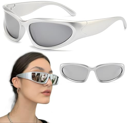 behone Futuristische Sonnenbrille Space Brille Alien Brille set Partybrille Funbrille Futuristische Brille für Rollenspiel Halloween Brillen Set (15.3 * 12.5 * 4.2)