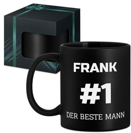 Maverton Keramik Kaffeetasse 330ml mit Gravur - Kaffeebecher mit funktionellem Henkel - personalisierter Keramikbecher für Männer zum Geburtstag zu Weihnachten - matt schwarz - Innen schwarz - Hashtag