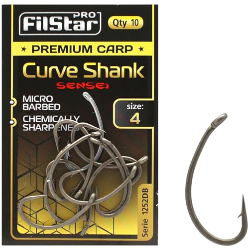 PRO Filstar 10 Stück Angelhaken Set mit Curve Shank Größe 4 - Karpfenhaken-Set - Karpfen Angeln Zubehör