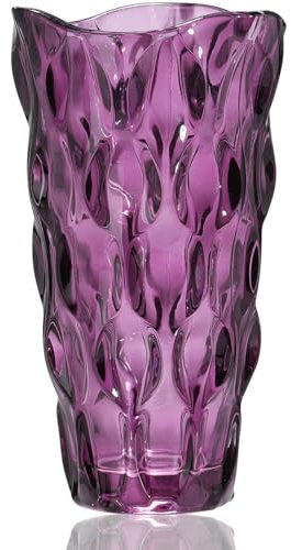 CEMABT Vase à fleurs, 24 cm, épais, pour tulipes, cadeau d'anniversaire, cadeau pour maman, vase en verre transparent, décoratif pour mariage (violet)