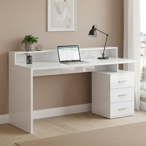 Dmora - Schreibtisch Svevo, Schreibtisch mit Platte, Mehrzweck-Büroschreibtisch, platzsparender Schreibtisch mit Mehreren Positionen, 160x60h90 cm, Weiß
