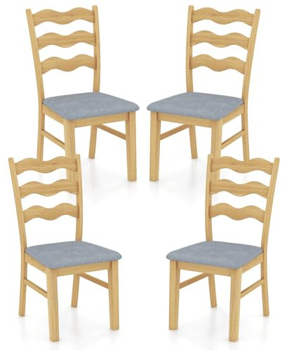 RELAX4LIFE Esszimmerstühle 4er Set, Küchenstuhl mit Gepolstertem Sitz & Rückenlehne, Wohnzimmerstuhl mit Holzrahmen, bis 130 kg belastbar, Holzstuhl für Wohnzimmer Esszimmer (4 Pack)
