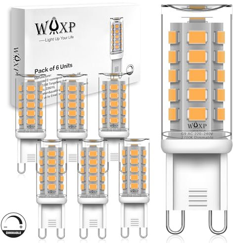 Dimmable G9 LED Bulbs Warm White 3W, 2700K, Equivalent 30W G9 Halogen Light Bulbs, Non-Flickering, Pack of 6