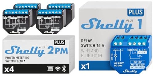Shelly Plus 2PM | Wlan & Bluetooth 2 Kanäle Smart-Relais-Schalter mit Leistungsmessung & Plus 1 | Wlan & Bluetooth Smart Relais Schalter