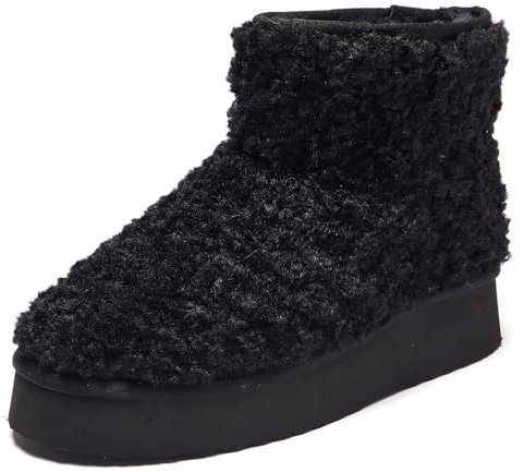 Shenduo Donna Stivali Peluche Pelosi Plateau Caviglia, Stivaletti Invernali e Caldi D9358 Nero 38EU