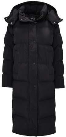 OPUS Damen Mantel | Langer Steppmantel HALLINE Regular mit recycelter Fake-Daunen-Füllung Black, 34