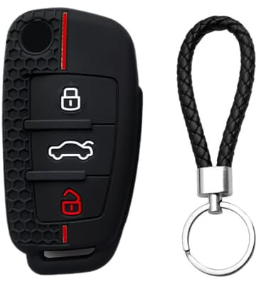 BOPRKTM Silikon autoschlüssel hülle für Audi 3 Tasten klappschlüssel Schlüsselhülle kompatibel mit Audi A1 A3 S3 A4 S4 RS4 A6 S6 RS6 Q3 Q5 Q7 TT R8 Seat Exe
