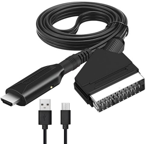 Tulov Adapter SCART auf HDMI, Video Audio Wandler SCART auf 1080p/720p HDMI für Fernseher/Set-Top-Box/Projektor usw