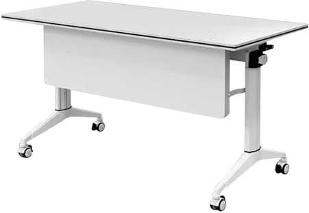 WJFTODAY Konferenztisch Klapptisch aus Holz Büro-Besprechungstisch, tragbarer Konferenztisch mit Stauraum Seminar-Schulungstisch mit robustem Rahmen und 360 ° -Rollen, platzsparend (160 x 60 x 75 cm)