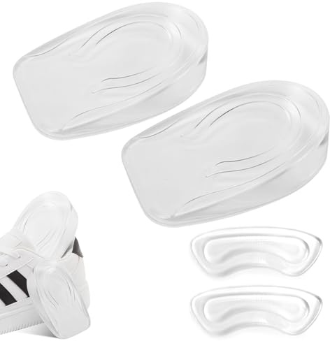 Fersenpolster Gel Fersenkissen für Schuhe Schuheinlagen Erhöhung 3cm Geleinlagen Einlegesohlen Fersensporn Einlagen Heel Pads Unsichtbare zur Linderung von Plantarfasziitis 2 Paar