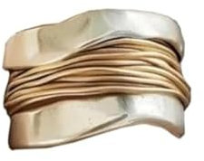 ILESTDG Silver Ring with Gold Threads, 925 Silber Spinner Band Ringe,Minimalistisches Design (8)