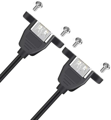 Laikoutd Doppia Femmina Fine Femmina USB 2.0 del Cavo Prolunga da Femmina A Femmina con Montatura A Vite Veloce 480 Mbps Trasmissione Dati Estensione USB