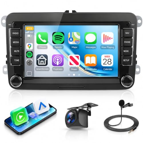 Motorsi Radio Estéreo 4+64G para VW Passat, Golf, Touran, Polo, Skoda, Seat Altea, Android 15 Autorradio de 1 DIN y 7’’ con Bluetooth 5.0, iOS Carplay, Android Auto, EQ, GPS, WiFi, Dab