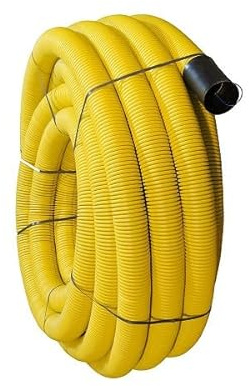 63MM X 50M YELLOW ELECTRICAL FLEXIBLE CABLE DUCTING INCLUDING COUPLING & DRAW CORD GAS PIPE PROTECTION