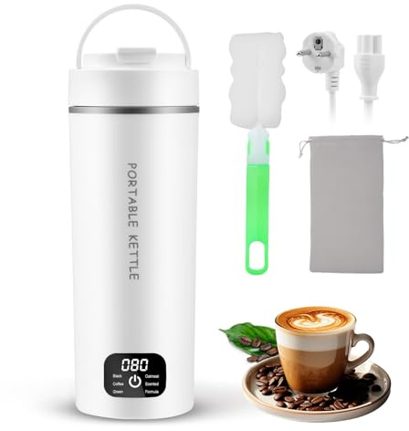 Portable Travel Kettle, 380ML Stainless Steel Electric Kettle with 6 Temperature Controls and LCD Display Keep Warm Function, Travel Kettle Fast Boil and Auto Shut Off for Tea Coffee Baby Milk