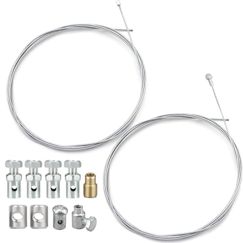 2Metros de Reparación Universal de Cable de Acelerado Freno y Embrague | con 9 Conectores de Ø1,5mm y Ø2,0mm para Moto, Bicicleta, Scooter, Ciclomotor, Cortacésped, Desbrozadora, 2 Kit