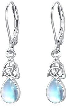 REDSUN Mondstein Tropfen Ohrringe 925 Sterling Silber Damen Keltischer Schmuck Leverback Mondstein/Türkis/Opal Hypoallergen Elegante Hängende Ohrringe Geschenk für Freundin Frau Mutter Geburtstag