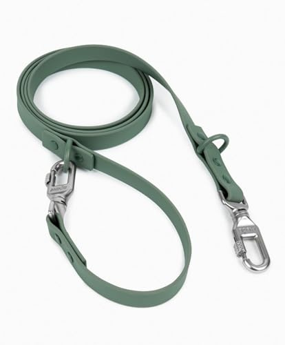 apaw® Hundeleine Ease, Biothane Leine für Hunde, Variable Längen von 100-190 cm, Soft-Touch, Wasser- und schmutzresistent, Gewebeband mit PVC-Beschichtung (Forest, S)