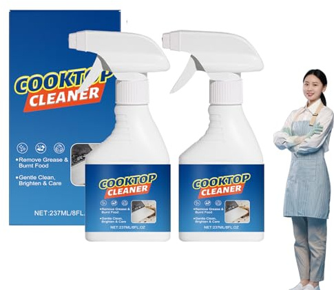 Kitchen Cooktop Cleaner Spray, Heavy Duty Degreaser, Gentle Removes Grease & Burnt Food, Daily Home Cooktop Cleaning Solution,Powerful Grease & Oil Stain Remover for Stove Top Oven Grill Hood (2PCS)