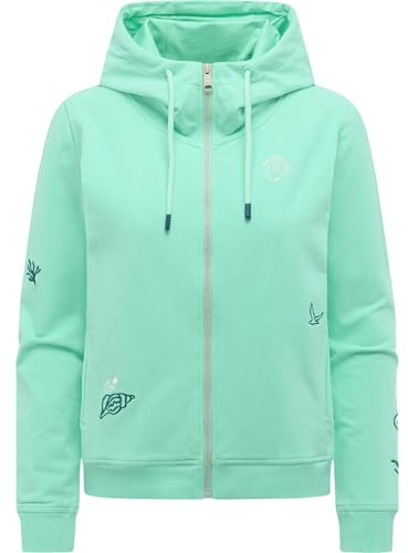 Ragwear Damen Kurze Sweatjacke Zipper mit Verstellbarer Kapuze und modischen Stickereien Parya Embro XS-XXL
