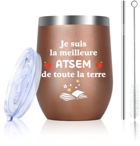 Cadeau Atsem Maternelle Atsem D'École Fin D'année Tasse à Café 355ml Merci | Maitresse Scolaire Maîtresse Maitre Nounou Directrice Ecole Professeur Prof Cadeau Aesh Creche Eleve Original Verre a Vin