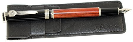 Abcsea Schwertkugelschreiberbezug Füllfederhalter, edle Echtholz-Füllfederhalter Medium Nib Vintage Style Schreibtasche - Rotes Holz