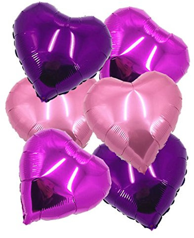 ballonfritz® Herzballons Set in Rosegold/Violett/Rosa 6-tlg. - XXL 24 Folienballon-Set als Hochzeit Deko, Geschenk oder Liebes-Überraschung zum Valentinstag