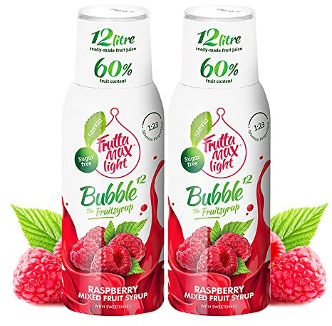 FruttaMax Sirop de Framboise Sans Sucre – 60% de Fruit Réel | Sirop à Faible Teneur en Calories pour Sodas, Cocktails & Desserts – 2 x 500 ml