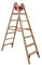 Holz-Stehleiter mit Komfort-Stufen, beidseitig begehbar, 2 x 7 Stufen.