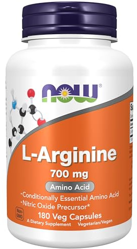 NOW Foods Supplements, L-Arginine 700 mg, Nitric Oxide Precursor*, Amino Acid, 180 Veg Capsules