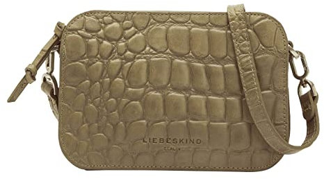 Liebeskind Berlin Damen Croco Luka Crossbody Umhängetasche, Small (HxBxT 14.5cm x 20.5cm x 7cm), oakmoss