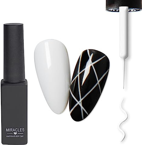 White Liner Pen Gel Nail Polish, Painting Drawing UV Led Gel Polish Set, Classic DIY 3D Gel Nail Paint Nail Gel Polish, Pen Tool, Pull Line Pen for Nail Manicure