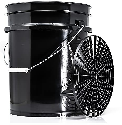 detailmate Black&White Set | Magic Bucket Wasch Eimer 20 Liter/5GAL + Schmutzsieb Eimereinsatz schwarz | Zubehör für die professionelle Auto Handwäsche | Ideal für Autowäsche, Motorradwäsche