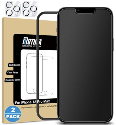 Mothca Matte Schutzfolie für iphone 13 Pro Max, 2x 9H Matt Schutzglas Screen Protector + 2x Kameraschutz, 2,5D Displayschutz Folie Blendschutz Anti-Fingerabdruck Blasenfreie (6,7-Zoll)