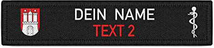 Copytec Namenspatch Wunschtext Hamburg Feuerwehr Rettungsdienst Namensschild #38439